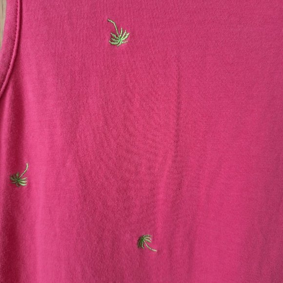 Quacker Factory Pink Maxi Dress Palm Trees X-Small - Picture 4 of 8